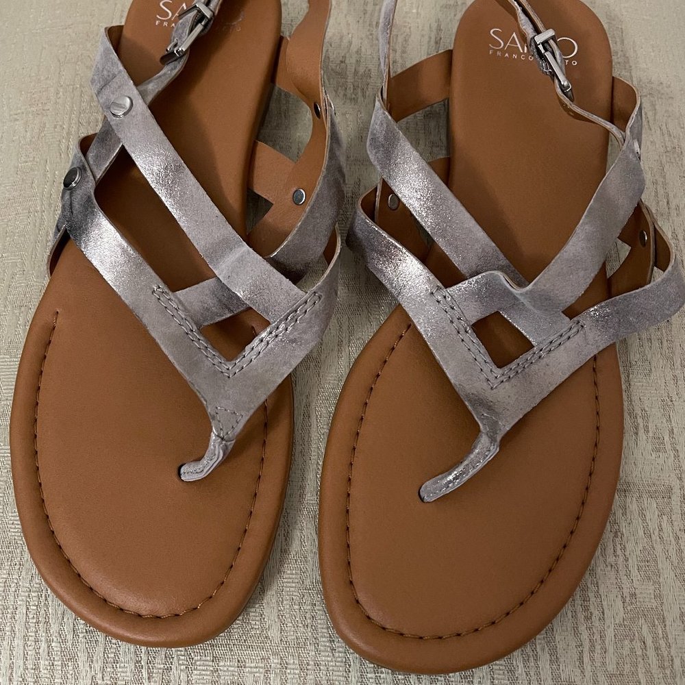 Franco Sarto Silver Sandals Sz 10